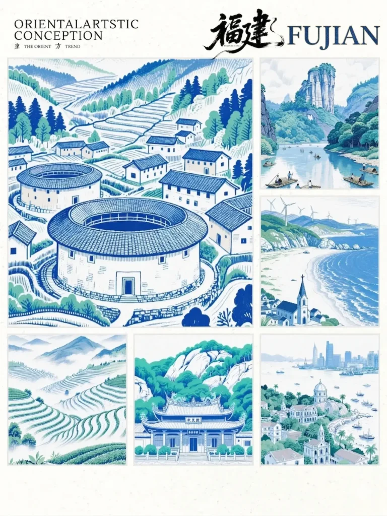 Fujian Itinerary
Fujian culture tour
Hakka Tulou guide
Quanzhou Maritime Silk Road
Wuyi Mountains tea
