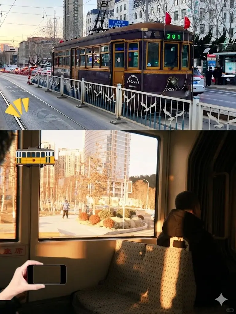 Riding a vintage tram to discover the top Dalian attractions.