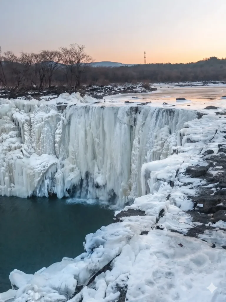 The breathtaking frozen Diaoshuilou Waterfall, a massive wall of blue ice and a premier natural destination included in our Mudanjiang travel guide.
Mudanjiang travel guide
Things to do in Mudanjiang
Mudanjiang itinerary
Jingpo Lake
China Snow Town
Siberian Tiger Park