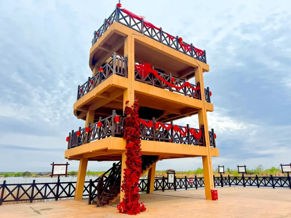 the bird-watching pavilions