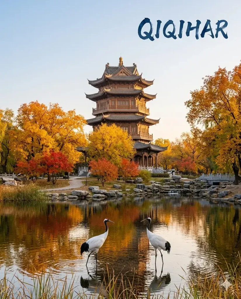 Elegant red-crowned cranes taking flight in the wetlands, providing ultimate inspiration for your Qiqihar itinerary.
Qiqihar travel guide
Things to do in Qiqihar
Qiqihar itinerary
Zhalong Nature Reserve
Bukui Mosque
Longsha Park